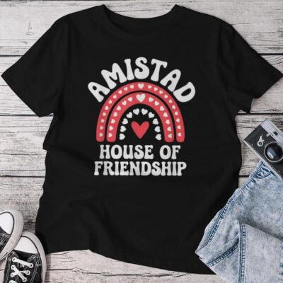 Amistad House Of Friendship Boho Heart Rainbow Unisex T-shirt Cotton Tee