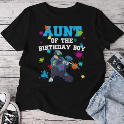 Aunt Of The Birthday Paintball Boy Lovers Matching Family Unisex T-shirt Cotton Tee