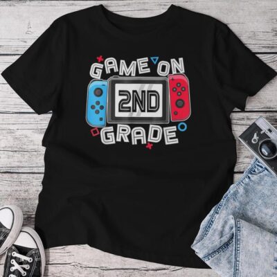 Back To School Game On Second 2Nd Grade Gamer Kid Boys Unisex T-shirt Cotton Tee