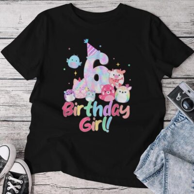 Birthday Girl 6Th Birthday Squish Squad Mallow Girls Unisex T-shirt Cotton Tee