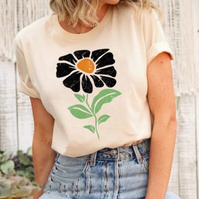 Boho Daisy Flower Shirt Wildflower Retro Botanical Garden Lover Tee EST1113