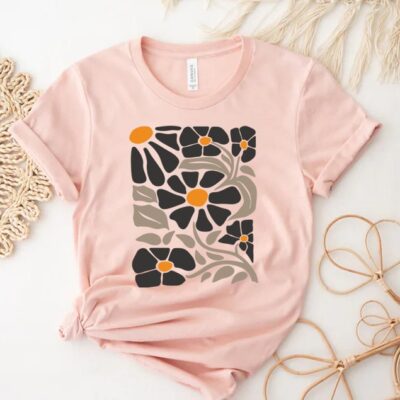 Boho Flower Shirt Wildflower Minimalist Tee Cottagecore Gift EST1017