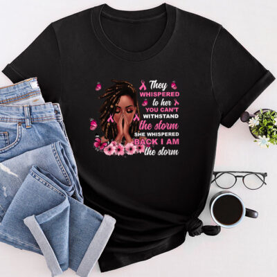 Breast Cancer Awareness Black Women Warrior Pink Ribbon Unisex T-Shirt Cotton Tee TFN1025