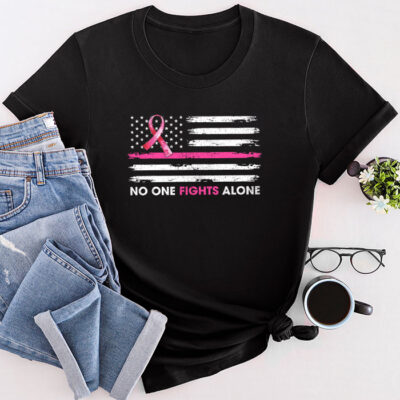 Breast Cancer Awareness Pink Ribbon Usa American Flag Men Unisex T-Shirt Cotton Tee TFN1010