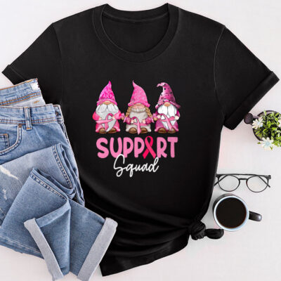 Breast Cancer Awareness Shirt For Women Gnomes Support Squad Unisex T-Shirt Cotton Tee TFN1136