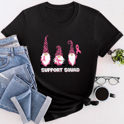 Breast Cancer Awareness Shirt For Women Gnomes Support Squad Unisex T-Shirt Cotton Tee TFN1138