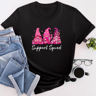 Breast Cancer Awareness Shirt For Women Gnomes Support Squad Unisex T-Shirt Cotton Tee TFN1139