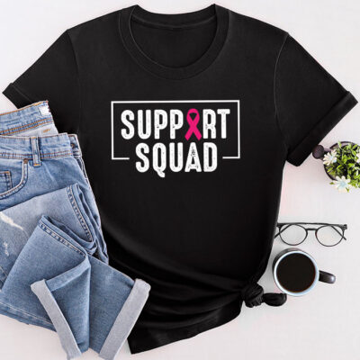 Breast Cancer Warrior Support Squad Breast Cancer Awareness Unisex T-Shirt Cotton Tee TFN1191