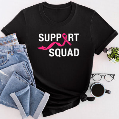 Breast Cancer Warrior Support Squad Breast Cancer Awareness Unisex T-Shirt Cotton Tee TFN1192