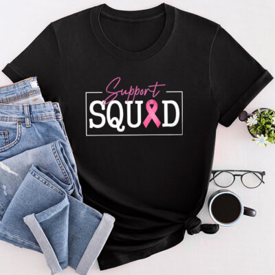 Breast Cancer Warrior Support Squad Breast Cancer Awareness Unisex T-Shirt Cotton Tee TFN1195