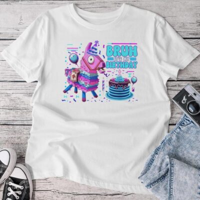 Bruh Its My Birthday Llama Boy Girl Family Party Bday Unisex T-shirt Cotton Tee