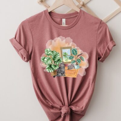 Cats and Plants Shirt Plant Lover Cat Lover Tee Gardener Gift EST1004