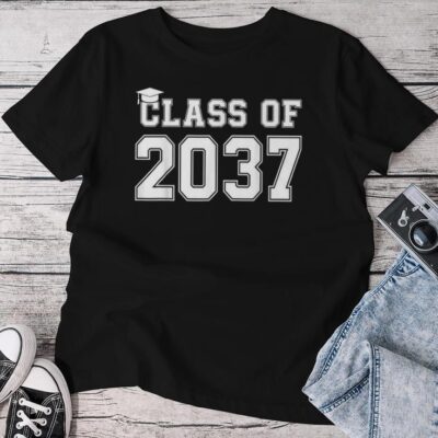 Class Of 2037 Pre K Grow With Me Graduation Boys Girls Unisex T-shirt Cotton Tee