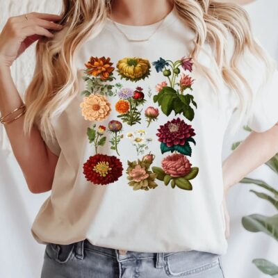 Cottagecore Shirt Vintage Floral Gardening Plant Lover Botanical Tee EST1041