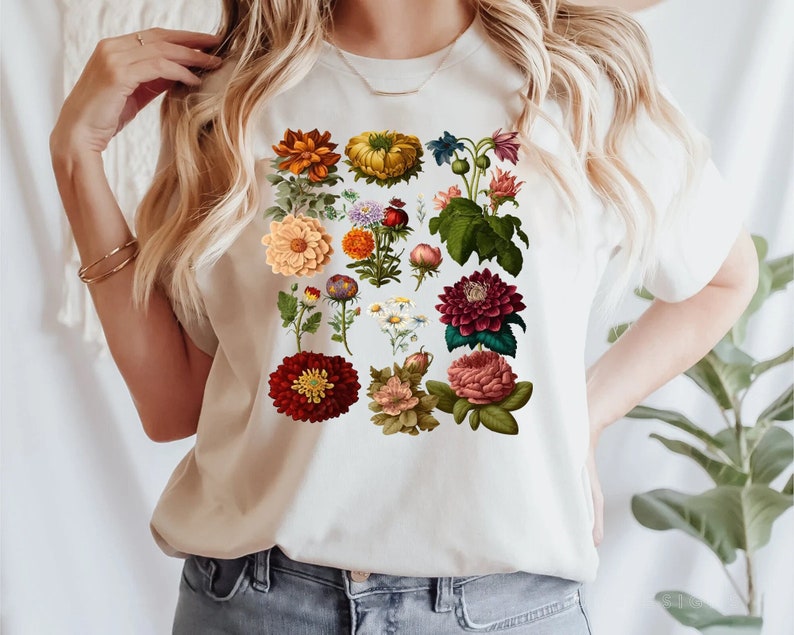 Cottagecore Shirt Vintage Floral Gardening Plant Lover Botanical Tee EST1041