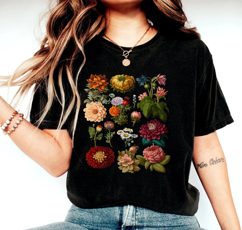 Cottagecore Shirt Vintage Floral Gardening Plant Lover Botanical Tee EST2041