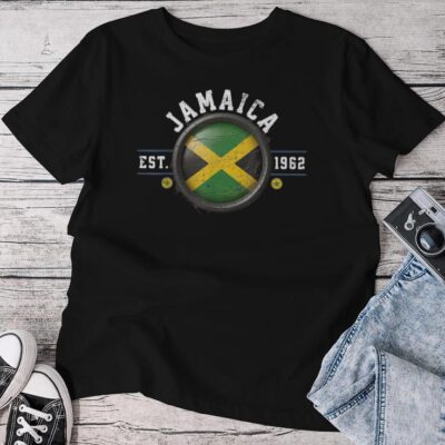 Cute Jamaica Flag Reggae Jamaican Jamaican Flag Unisex T-shirt Cotton Tee