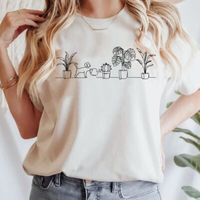 Dog and Plants Shirt Succulent Dog Lover Plant Lady Nature Gift Tee EST2089