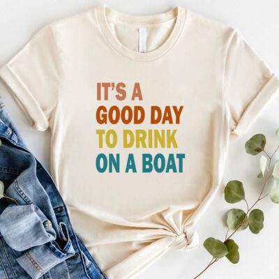 Drink On A BoaT-Shirt Cotton Tee Funny Cruise Vacation Summer Trip Gift Tee EST1100