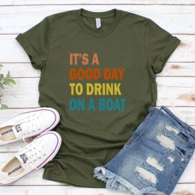 Drink On A BoaT-Shirt Cotton Tee Funny Cruise Vacation Summer Trip Gift Tee EST2100