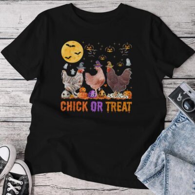 Fall Halloween Chicken Pumpkin Chick Or Treat Spooky Unisex T-shirt Cotton Tee