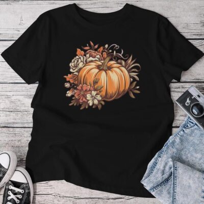 Fall Vintage Pumpkin Autumn Graphic Thanksgiving Unisex T-shirt Cotton Tee