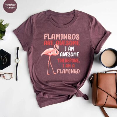 Flamingos Are Awesome Funny Flamingo Gift For Mama Cute Tee EST2077