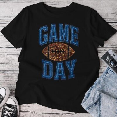 Game Day Football For Sequin Graphic Unisex T-shirt Cotton Tee