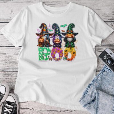 Groovy Boo Gnomes Jack O Lantern Spooky Halloween Unisex T-shirt Cotton Tee