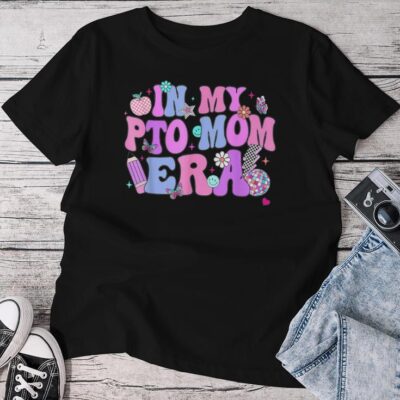 Groovy In My Pto Mom Era Parent Teacher Organization Unisex T-shirt Cotton Tee