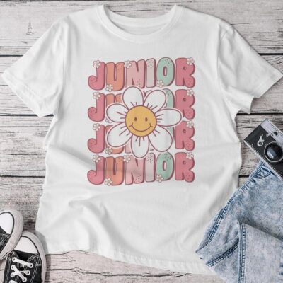 Groovy Junior 11Th Grade Back To School First Day Of School Unisex T-shirt Cotton Tee