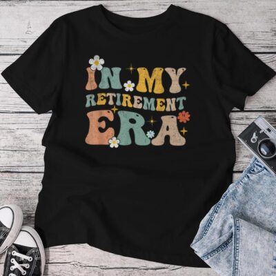 Groovy Retro In My Retiret Era Retired 2025 Unisex T-shirt Cotton Tee