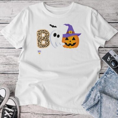 Halloween Boo Spooky Season Ghost Witch Toddler Girls Unisex T-shirt Cotton Tee