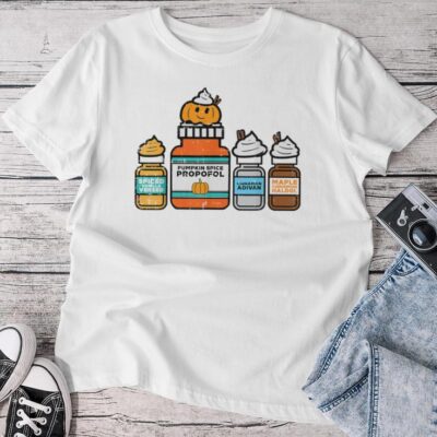 Halloween Nurse Pumpkin Spice Propofol Costume Scrub Top Unisex T-shirt Cotton Tee
