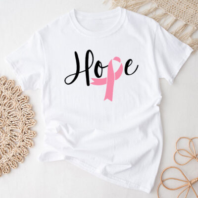 Hope Pink Ribbon Leopard Sunflower Breast Cancer Awareness Unisex T-Shirt Cotton Tee TFN1045