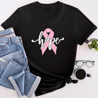 Hope Pink Ribbon Leopard Sunflower Breast Cancer Awareness Unisex T-Shirt Cotton Tee TFN1046