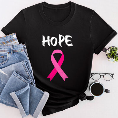 Hope Pink Ribbon Leopard Sunflower Breast Cancer Awareness Unisex T-Shirt Cotton Tee TFN1048