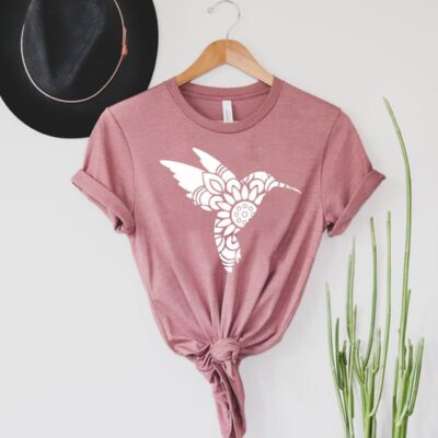 Hummingbird Shirt Mandala Bird Lover Nature Tee Gift For Women EST1016