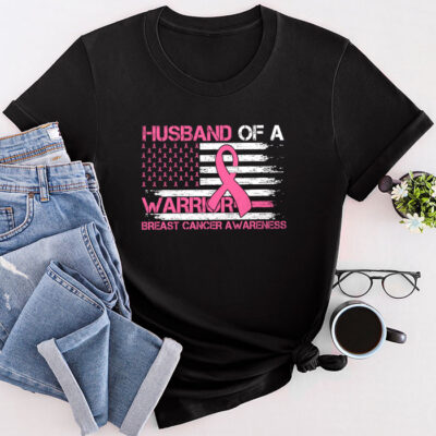 Husband Of A Warrior Breast Cancer Awareness Support Squad Unisex T-Shirt Cotton Tee TFN1152