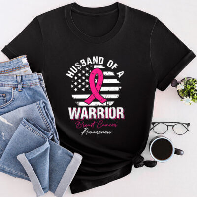 Husband Of A Warrior Breast Cancer Awareness Support Squad Unisex T-Shirt Cotton Tee TFN1153