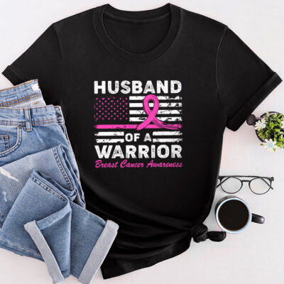 Husband Of A Warrior Breast Cancer Awareness Support Squad Unisex T-Shirt Cotton Tee TFN1154