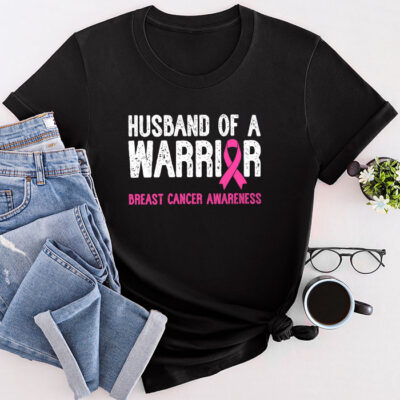 Husband Of A Warrior Breast Cancer Awareness Support Squad Unisex T-Shirt Cotton Tee TFN1155