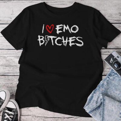 I Heart Emo Bitches Quote Emo Music Girl Style Unisex T-shirt Cotton Tee