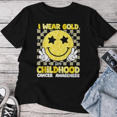 I Wear Gold For Childhood Cancer Awareness Kid Unisex T-shirt Cotton Tee