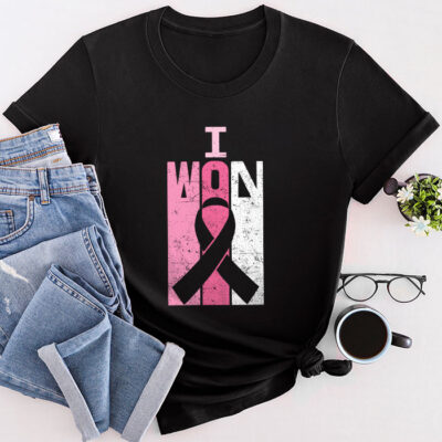 I Won Breast Cancer Awareness Support Pink Ribbon Survivor Unisex T-Shirt Cotton Tee TFN1027