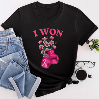 I Won Breast Cancer Awareness Support Pink Ribbon Survivor Unisex T-Shirt Cotton Tee TFN1028