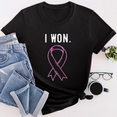 I Won Breast Cancer Awareness Support Pink Ribbon Survivor Unisex T-Shirt Cotton Tee TFN1029