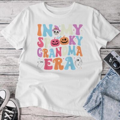 In My Spooky Grandma Era Halloween Groovy Grandma Halloween Unisex T-shirt Cotton Tee