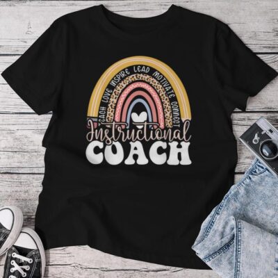 Instructional Coach Rainbow Leopard Academic Specialist Unisex T-shirt Cotton Tee
