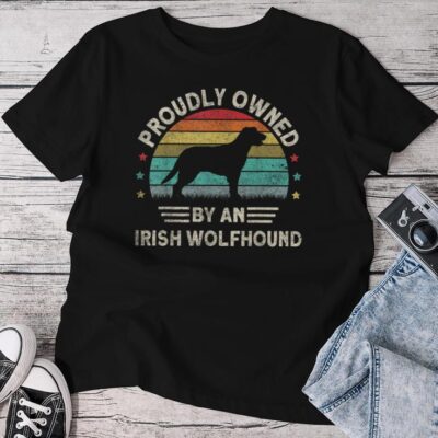 Irish Greyhound Dogs Mom Proudly Owned By An Irish Wolfhound Unisex T-shirt Cotton Tee